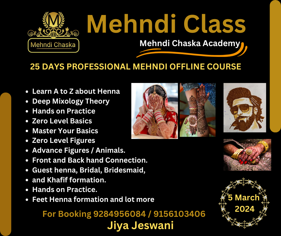 Mehndi Chaska Academy Professional Courses Specializing in Bridal, Floral, and Portrait Mehndi